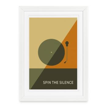 Spin The Silence – Affiche Minimal Record - Affiche encadrée (27 × 37 cm) - blanc - Devant