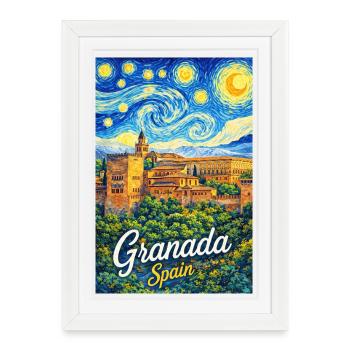 Grenade, Espagne - Affiche encadrée (27 × 37 cm) - blanc - Devant