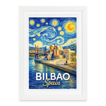 Bilbao, Espagne - Affiche encadrée (27 × 37 cm) - blanc - Devant