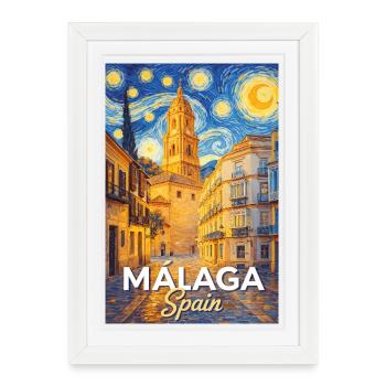 Málaga, Spain - Framed poster (27 × 37 cm) - white - Front