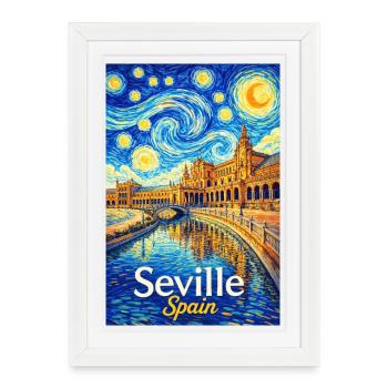 Séville, Espagne - Affiche encadrée (27 × 37 cm) - blanc - Devant