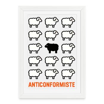 Anticonformiste - Mouton Noir - Punk Anarchiste - Affiche encadrée (27 × 37 cm) - blanc - Devant