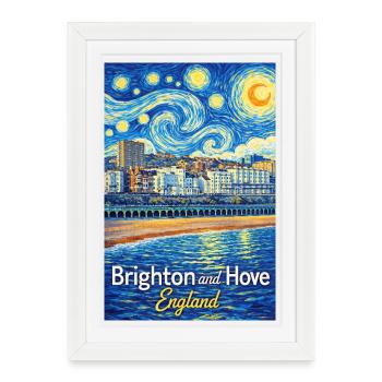 Brighton et Hove, Angleterre - Affiche encadrée (27 × 37 cm) - blanc - Devant