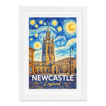 Newcastle, England - Framed poster (27 × 37 cm) - white - Front