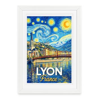 Lyon, France - Affiche encadrée (27 × 37 cm) - blanc - Devant