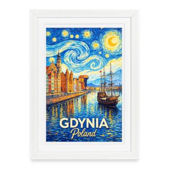 Gdynia, Pologne - Affiche encadrée (27 × 37 cm) - blanc - Devant
