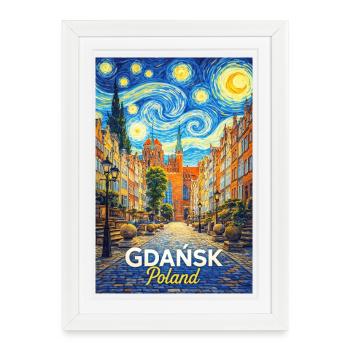 Gdańsk, Pologne - Affiche encadrée (27 × 37 cm) - blanc - Devant