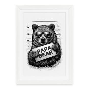Photo d’identité d’identité de Papa Ours – Cadeau rétro pour la fête des pères - Affiche encadrée (27 × 37 cm) - blanc - Devant