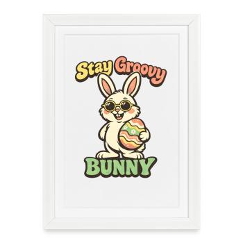 Stay Groovy Bunny Easter Easter Bunny - Framed poster (27 × 37 cm) - white - Front