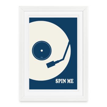 Spin Me – Retro Vinyl Turntable Poster - Framed poster (27 × 37 cm) - white - Front