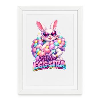 Pâques Prenons Egg-Stra - Affiche encadrée (27 × 37 cm) - blanc - Devant