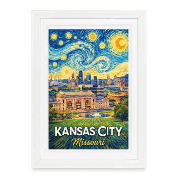 Kansas City, Missouri - Affiche encadrée (27 × 37 cm) - blanc - Devant