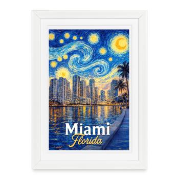 Miami, Floride - Affiche encadrée (27 × 37 cm) - blanc - Devant