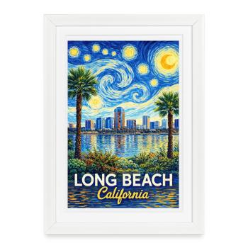Long Beach, Californie - Affiche encadrée (27 × 37 cm) - blanc - Devant