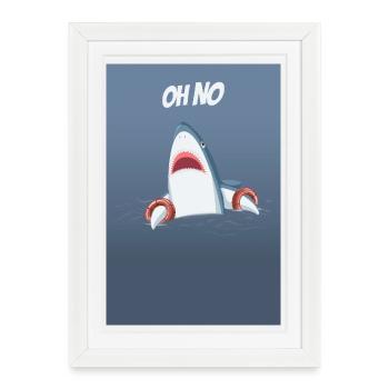 Oh, pas de discours humoristiques de requin - Affiche encadrée (27 × 37 cm) - blanc - Devant