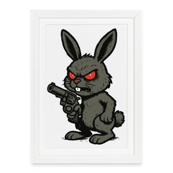 mauvais lapin - Affiche encadrée (27 × 37 cm) - blanc - Devant