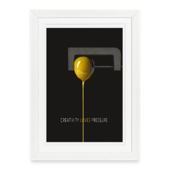 Affiche minimaliste La créativité aime la pression - Affiche encadrée (27 × 37 cm) - blanc - Devant