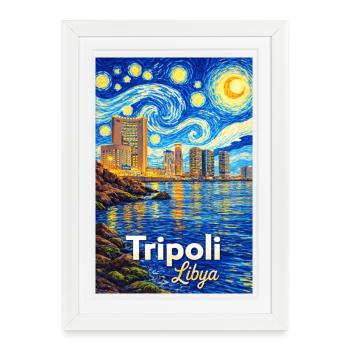 Tripoli Libya Starry Night - Framed poster (27 × 37 cm) - white - Front