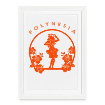 Polynesia Aloha Hula Dancer & Hibiscus Flower - Framed poster (27 × 37 cm) - white - Front