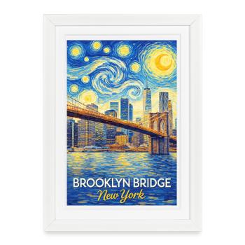 Brooklyn Bridge NY Style Star - Affiche encadrée (27 × 37 cm) - blanc - Devant