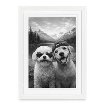 Amitié Paw de Mountain Lake - Affiche encadrée (27 × 37 cm) - blanc - Devant