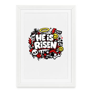 He is Risen Graffiti Easter - Framed poster (27 × 37 cm) - white - Front