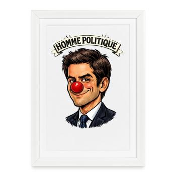 Homme politique menteur clown t-shirt couleur - Affiche encadrée (27 × 37 cm) - blanc - Devant