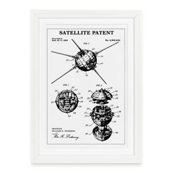 Brevet sur le plan satellite - Affiche encadrée (27 × 37 cm) - blanc - Devant