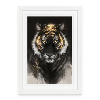 Golden Ember Tiger - Framed poster (27 × 37 cm) - white - Front
