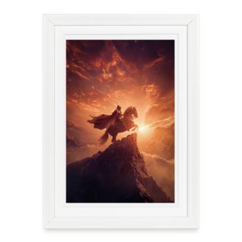 Cavalier de l’Aube sur la Crête - Affiche encadrée (27 × 37 cm) - blanc - Devant