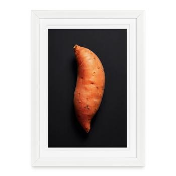 Patate douce noire sur fond noir - Affiche encadrée (27 × 37 cm) - blanc - Devant