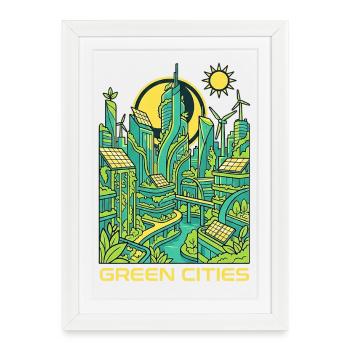 Avenir des villes vertes - Affiche encadrée (27 × 37 cm) - blanc - Devant