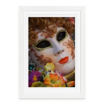 Masque vénitien Paillettes dorées - Affiche encadrée (27 × 37 cm) - blanc - Devant