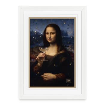 Mona Confetti Portrait Midnight Party Cocktail - Framed poster (27 × 37 cm) - white - Front