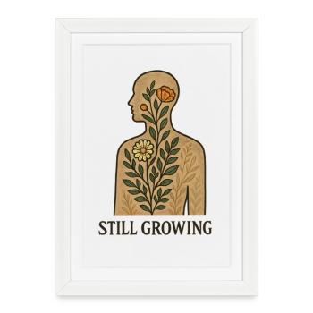 Toujours en croissance : silhouette de plante - Affiche encadrée (27 × 37 cm) - blanc - Devant
