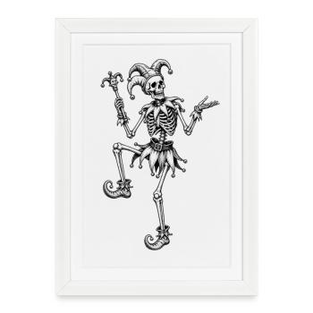 Motif d’Halloween du Bouffon Squelette - Affiche encadrée (27 × 37 cm) - blanc - Devant
