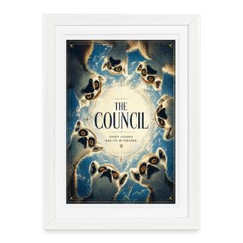 Le Conseil des Hiboux – Cercle Mystique - Affiche encadrée (27 × 37 cm) - blanc - Devant
