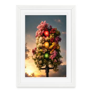 Lumière florale de feu de circulation - Affiche encadrée (27 × 37 cm) - blanc - Devant