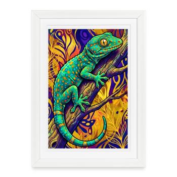 Gecko - Affiche encadrée (27 × 37 cm) - blanc - Devant