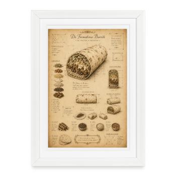 Vintage Burrito Blueprint - Framed poster (27 × 37 cm) - white - Front
