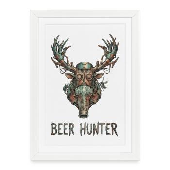 Chasseur de bières steampunk - Affiche encadrée (27 × 37 cm) - blanc - Devant