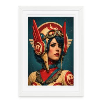 Avatar d’aviateur rétro-futuriste - Affiche encadrée (27 × 37 cm) - blanc - Devant