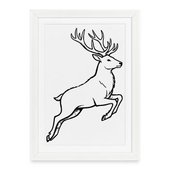 Bois de cerf Chasseur, Club de chasse, Garde forestier Nature - Affiche encadrée (27 × 37 cm) - blanc - Devant