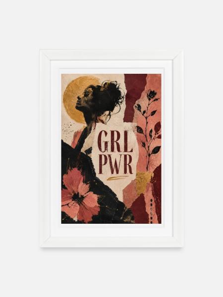 GRL PWR - Gerahmtes Poster (27 × 37 cm) - Weiß