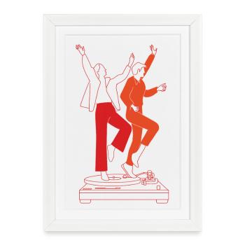 Moments de vinyle dansant - Affiche encadrée (27 × 37 cm) - blanc - Devant