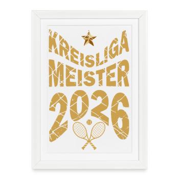 Champion de tennis 2026, maillot de champion de Kreisliga - Affiche encadrée (27 × 37 cm) - blanc - Devant