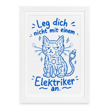 Electrician Cat Circuit Doodle - Framed poster (27 × 37 cm) - white - Front