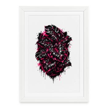 Neon Monstera – Dark Botanical Jungle Design - Framed poster (27 × 37 cm) - white - Front