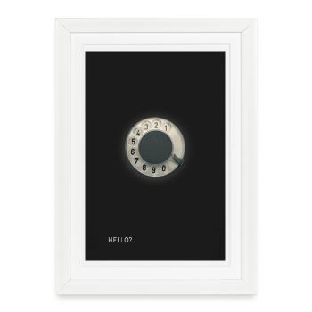 Bonjour – Téléphone à Numérotation Vintage - Affiche encadrée (27 × 37 cm) - blanc - Devant