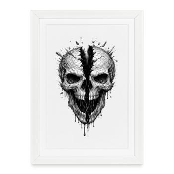 Split Skull Gothic Horror Graphic - Framed poster (27 × 37 cm) - white - Front